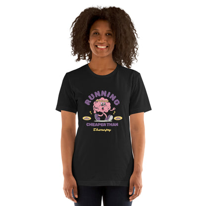 Funny Running T-Shirt – "Running: Cheaper Than Therapy" | Stories on the Run